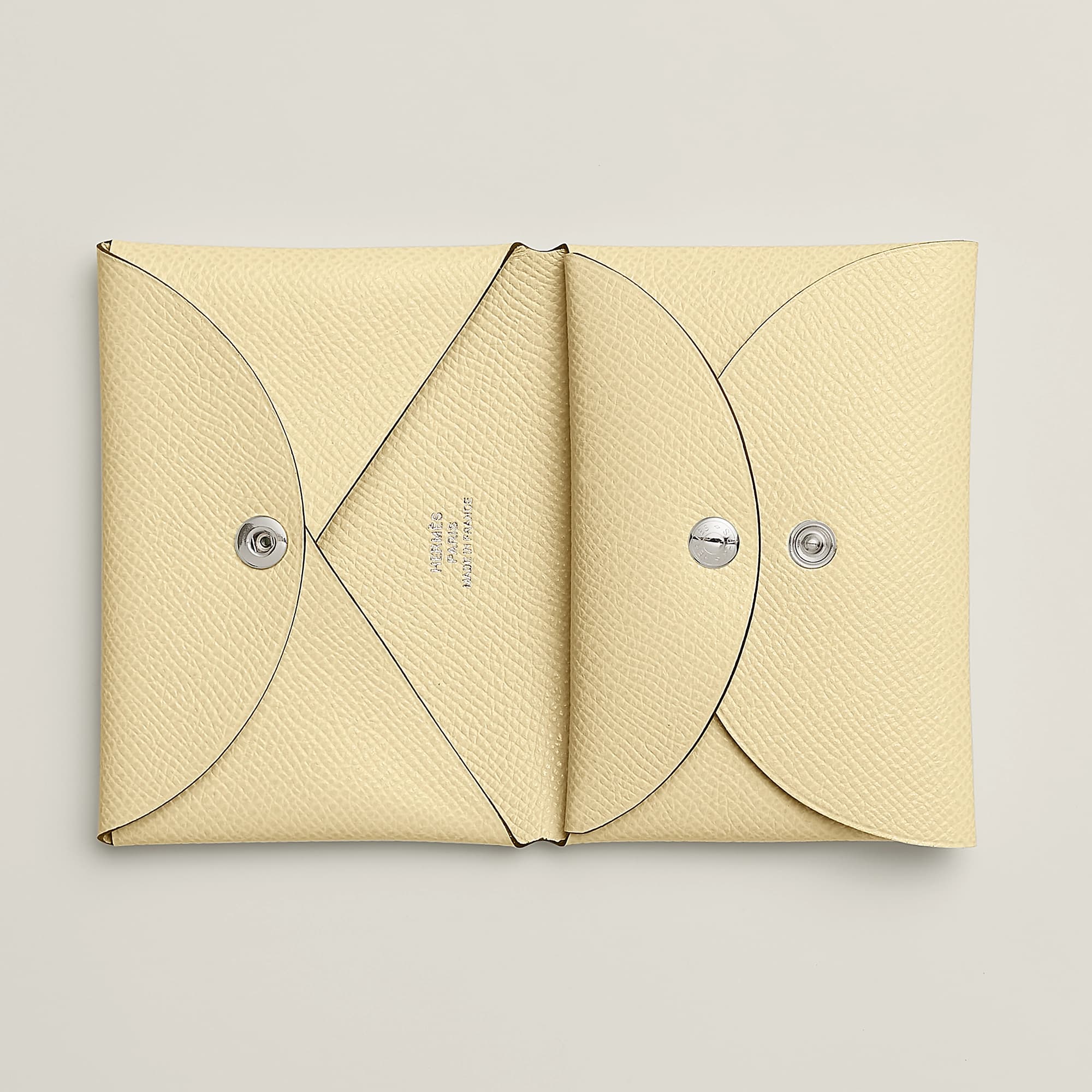 Open Hermès Calvi Duo in Vanille Epsom leather