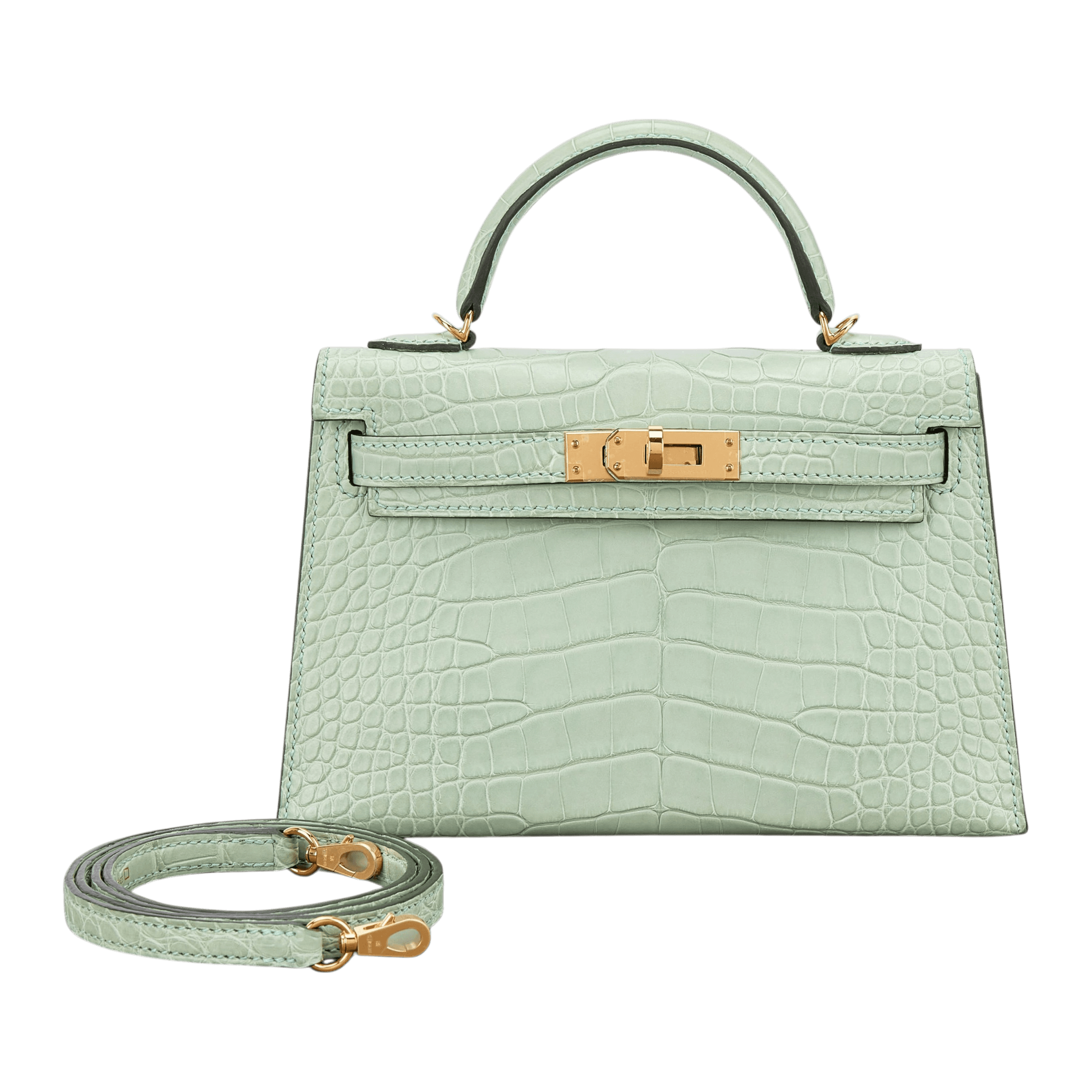 Vert d’Eau matte-alligator Hermès Mini Kelly II 20